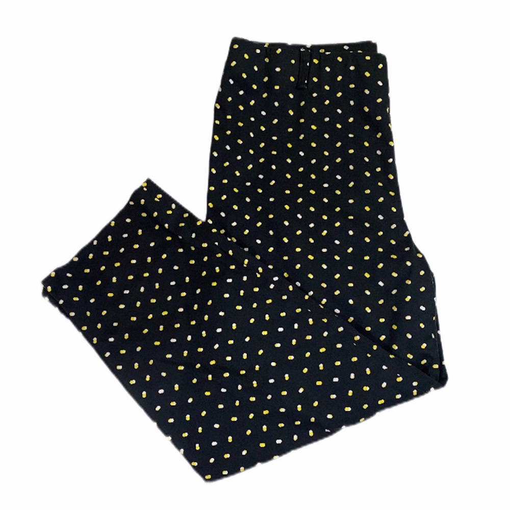 A La Carte Black Yellow White Polka Dot Capris 12